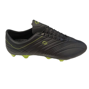 Pele Sports Trinity 3E FG Junior Kid's Football Boots - Black / Neon Yellow